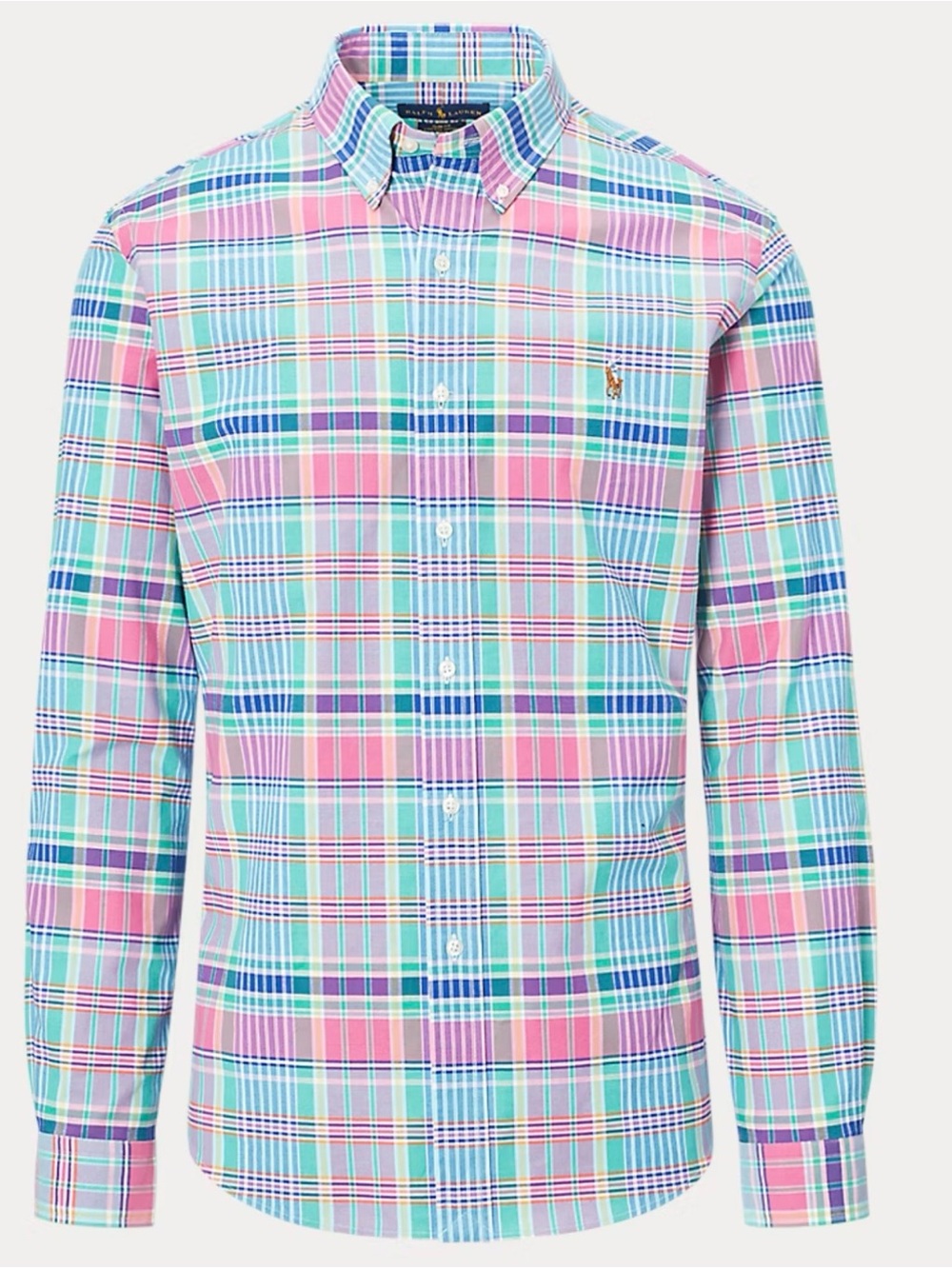 Ralph Lauren Pastel Pink, Blue & Green Plaid Button-Down Shirt